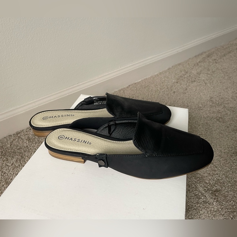 Massimo Black Women's Slip-On Shoes Massini Remi Black Slip on Flats Size 8 - Picture 6 of 10